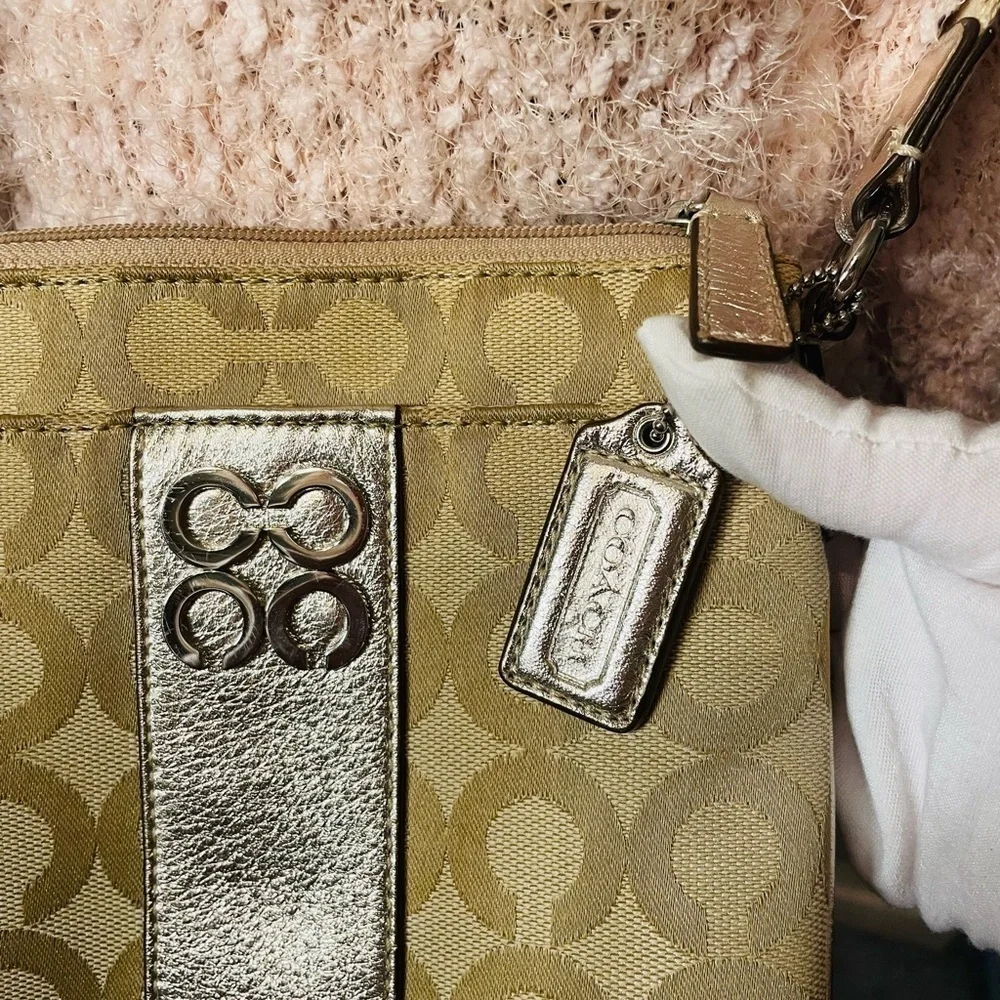 Coach Gold and Tan Slim Crossbody Bag